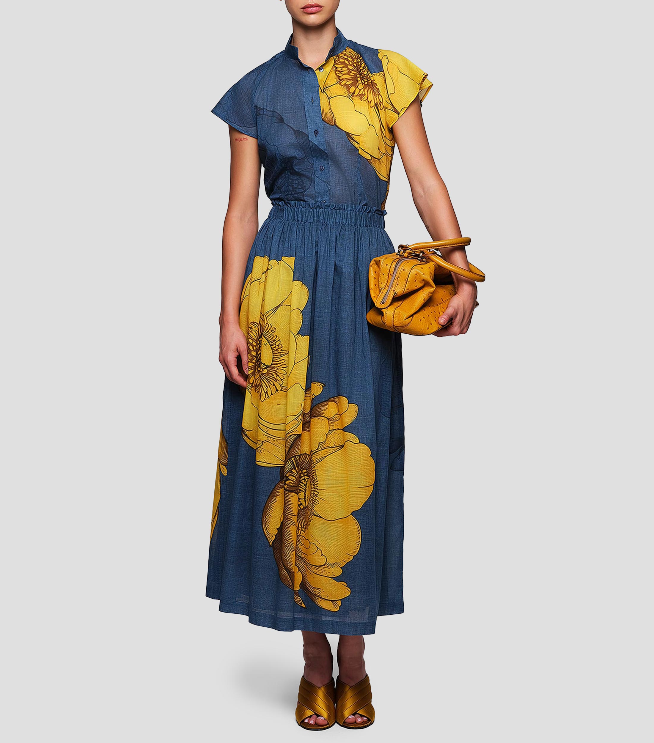 Falda midi de corte regular estampada Mujer